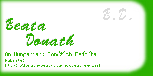 beata donath business card